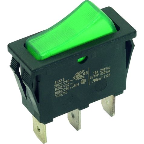 Rocker switch, black/green, 1-pole(924.114)