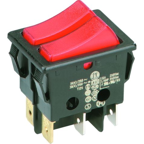 Interrupteur à bascule Series 3652, schakel., 2x1polig, Z/R ,lumiér