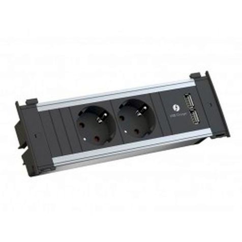 KAPSA powerstrip 3 modulen (2x Stopcontacten 1x USB Charger A/A)met kabel 2m GST18i3