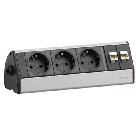 EVOLINE DOCK 3x10/16A UTE 2x RJ45 CAT5 zwart