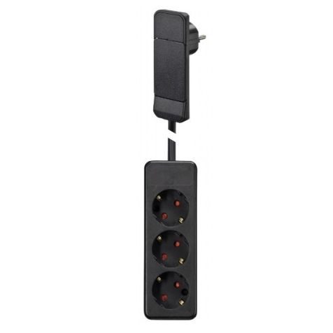 SMART PLUG stekker UTE compatibel (SHUKO) met kabel 1,5m en powerstrip met 3 stopcontacten (SHUKO) zwart