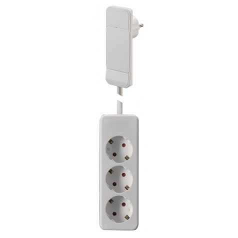 SMART PLUG stekker UTE compatibel (SHUKO) met kabel 1,5m en powerstrip met 3 stopcontacten (SHUKO) wit