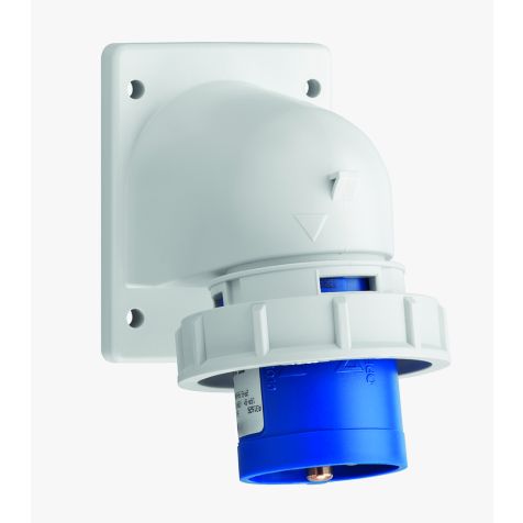 Prise CEE mâle coudée pour appareil, IP67, 16 A, 3 pôles, 230 V, 6h, bleu