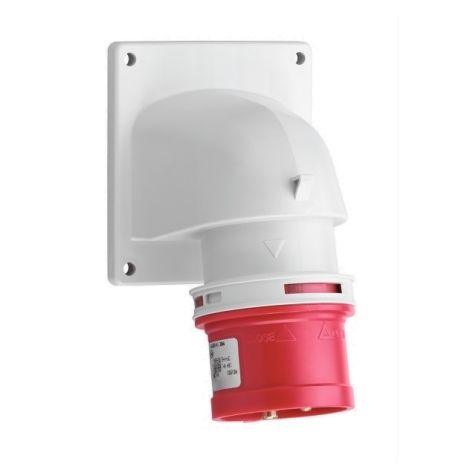 Prise CEE mâle coudée pour appareil, IP44, 16 A, 4 pôles, 400 V, 6h, rouge