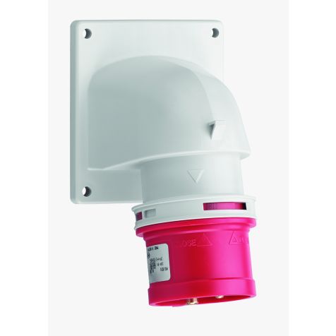Prise CEE mâle coudée pour appareil, IP44, 16 A, 5 pôles, 400 V, 6h, rouge