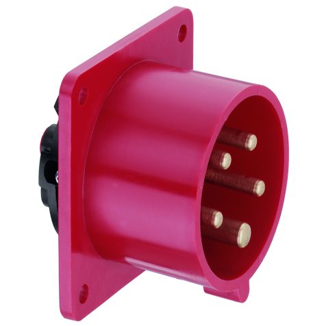 Prise CEE mâle droite pour appareil, IP44, 16 A, 5 pôles, 400 V, 6h, rouge