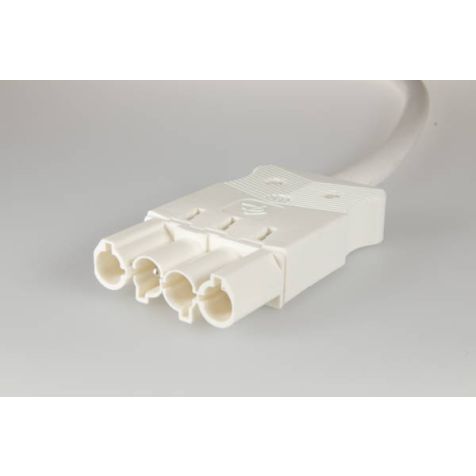 AC166 ALCGS Cordon de connexion mâle, 4-pôles, 1,5mm², 100cm. blanc, LV, sans halogène, Eca