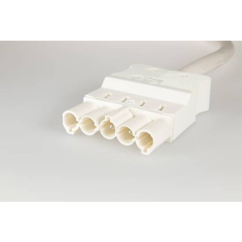 AC166 ALCGS Cordon de connexion mâle, 5-pôles, 1,5mm², 100cm. LV, blanc, Eca