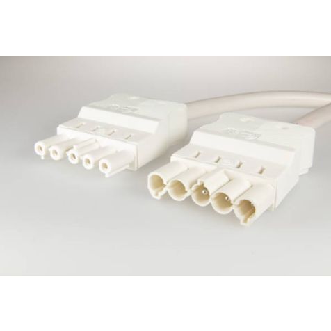 AC166 VLCG Cordon de connexion M/F, 5-pôles, 1,5mm², 200cm. blanc, Eca