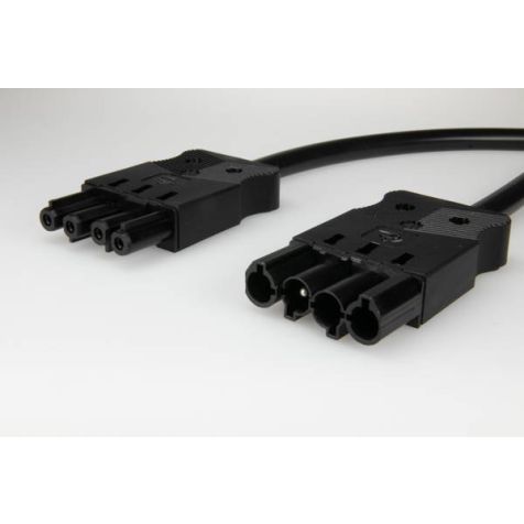 AC166 VLCG Cordon de connexion M/F, 4-pôles, 1,5mm², 100cm. noir, Eca