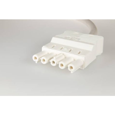 AC166 ALCGB Cordon de connexion femelle, 5-pôles, 1,5mm², 200cm. LV, blanc, Eca