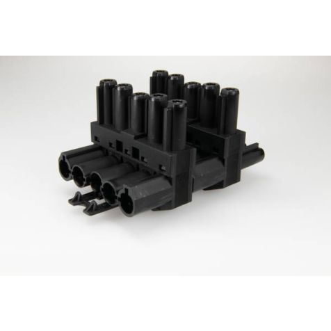 AC166 GVT 4 Splitter, 5-polig, 1 in 3 uit, zwart