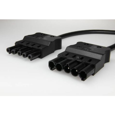 AC166 VLCG Cordon de connexion M/F, 5-pôles, 1,5mm², 300cm. noir, sans halogène, Dca