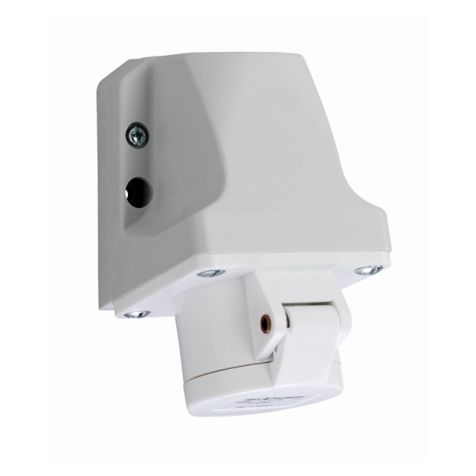 Prise CEE murale, IP44, 16 A, 3 pôles, 42 V, 12h, blanc