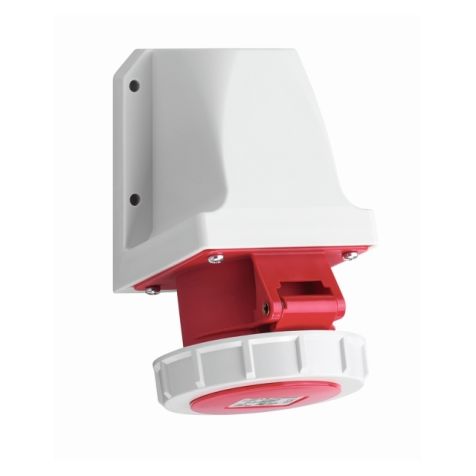 CEE wandcontactdoos, IP67, 16A, 4-polig, 400V, 6h, rood