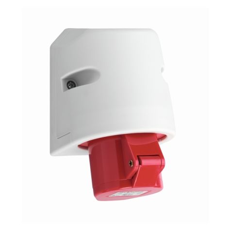 CEE wandcontactdoos, IP44, 16A, 4-polig, 400V, 6h, rood, zonder schroeven