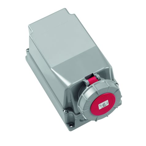 CEE wandcontactdoos, IP67, 63A, 5-polig, 400V, 6h, rood