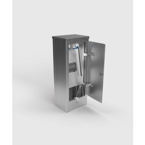 Energiezuil EST12 - 2 modules (4x UTE + 4x 1P 16A CB + 1x 40-Amp-RCD), geborsteld RVS