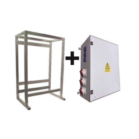 Armoire de chantier 63A + 25D60 + sélection secteur + châssis de protection