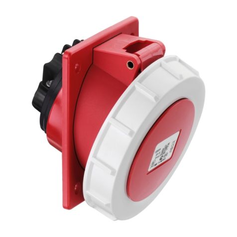 Prise CEE sur embase, inclinée de 20°, IP67, 16 A, 3 pôles, 110 V, 4h, jaune