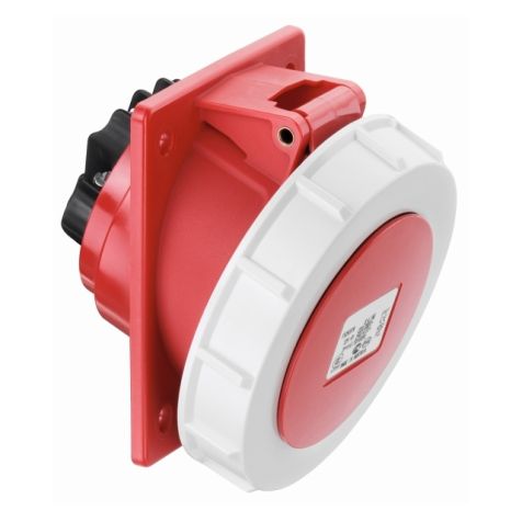 CEE flenscontactdoos, 20°, IP67, 16A, 4-polig, 400V, 6h, rood