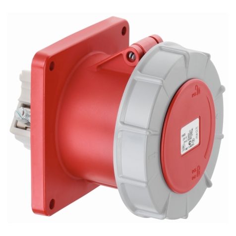 Prise CEE sur embase, droite, IP67, 125 A, 4 pôles, 500 V, 7h, noir