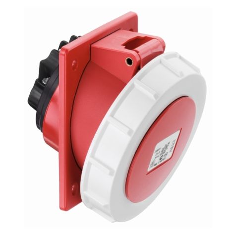 Prise CEE sur embase, inclinée de 20°, IP67, 32 A, 5 pôles, 400 V, 6h, rouge