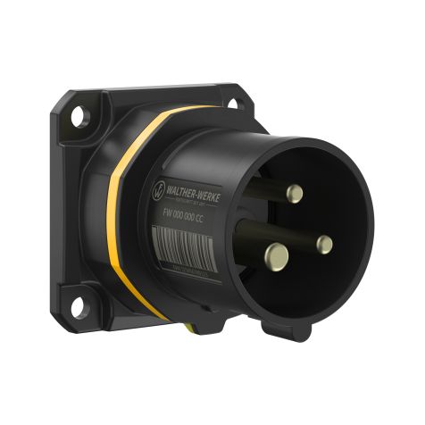 NEO Socle connecteur mural Droit 16A 3P 4h IP54 130V avec pince à ressort