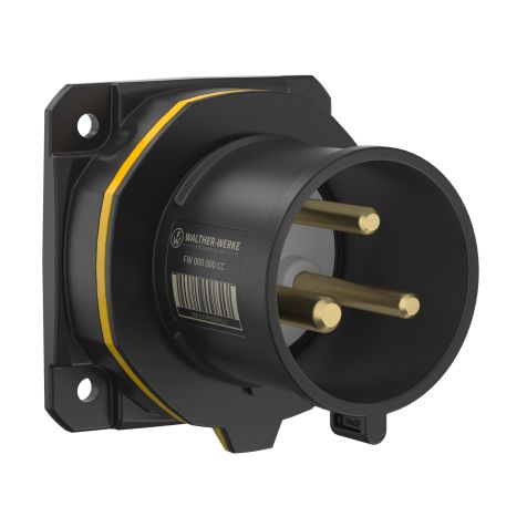 NEO Socle connecteur mural Droit 32A 3P 4h IP54 130V avec pince à ressort