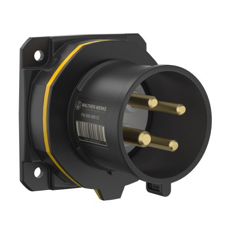 NEO Socle connecteur mural Droit 32A 4P 4h IP54 130V avec pince à ressort