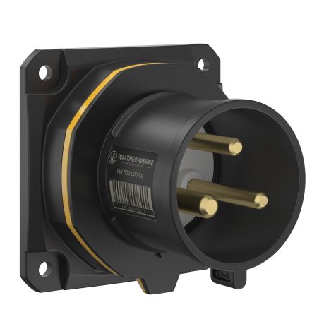 NEO Socle connecteur mural Droit 32A 3P 4h IP54 130V avec pince à ressort