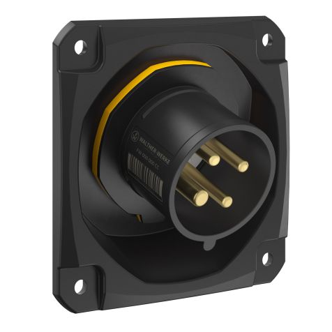NEO Socle connecteur mural Incliné 16A 4P 4h IP54 130V avec pince à ressort