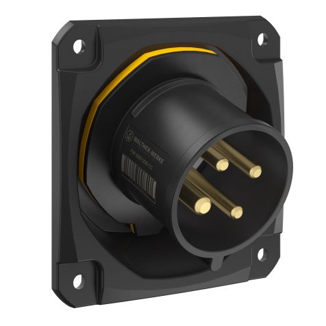 NEO Socle connecteur mural Incliné 32A 4P 4h IP54 130V avec pince à ressort