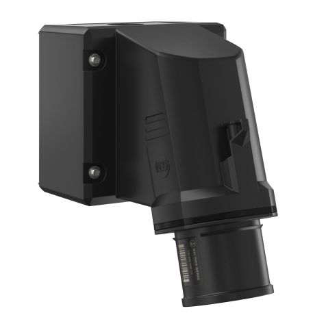 NEO Socle connecteur mural Incliné 32A 4P 7h IP54 500V avec pince à ressort et base pivotante