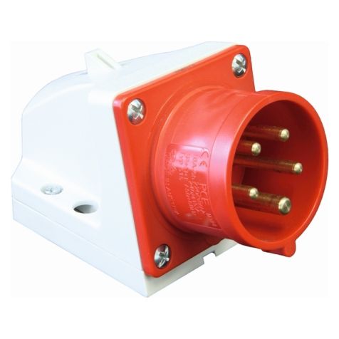 Prise CEE murale pour appareil, IP44, 32 A, 4 pôles, 400 V, 6h, rouge