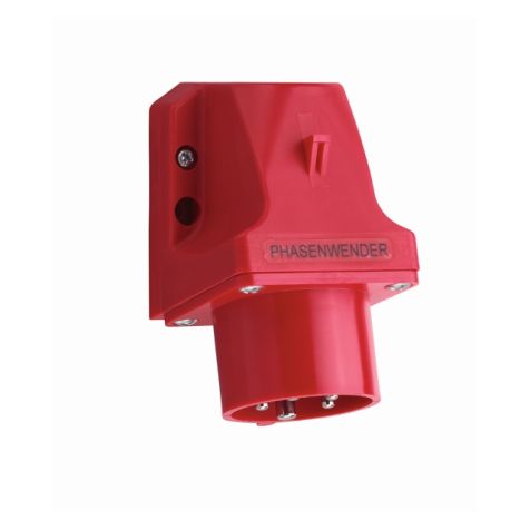 CEE faseomvormer/wandapparaatstekker, IP44, 32A, 5-polig, 400V, 6h, rood