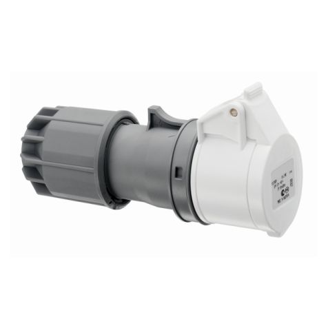 Fiche CEE femelle, IP44, 32 A, 2 pôles, 42 V, 12h, blanc