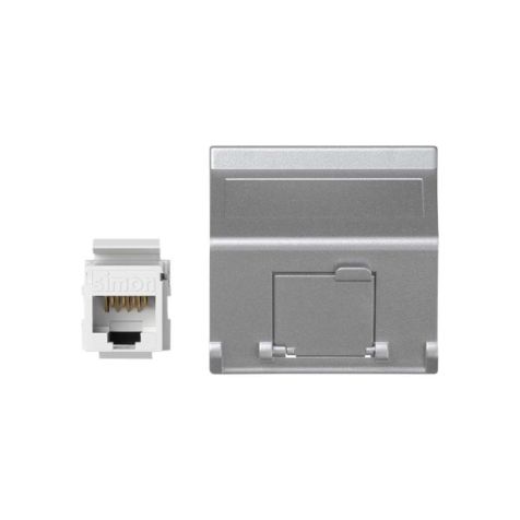 K45 Plaque VDM Incliné avec volet 1 x RJ 45 Cat. 5e UTP - Al