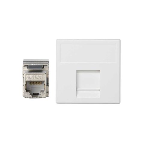 K45 Plaque VDM plate avec volet 1 x RJ 45Cat. 5e FTP - Blanc