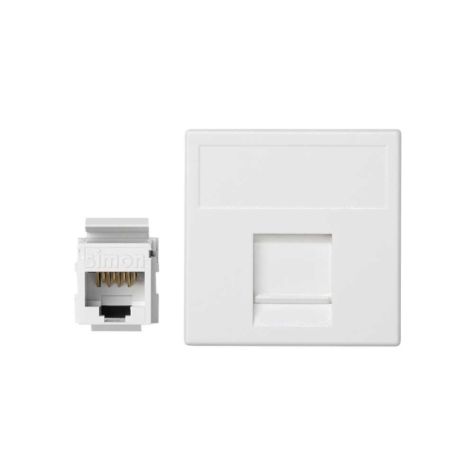 K45 Plaque VDM plate avec volet 1 x RJ 45Cat. 5e UTP - Blanc