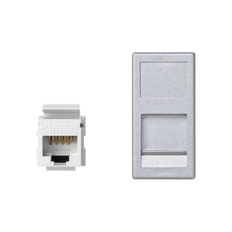 K45 Plaque VDM plate avec volet 1/2 x RJ 45 Cat. 5e UTP - Alu