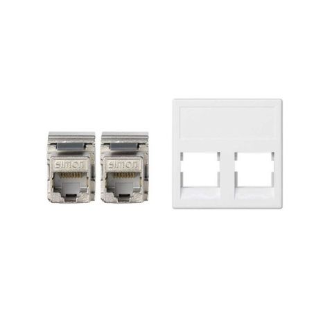 K45 Plaque VDM plate sans volet 2 x RJ 45Cat. 5e FTP - Blanc