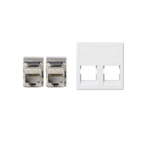 K45 Plaque VDM plate sans volet 2 x RJ 45Cat. 6 FTP - Blanc