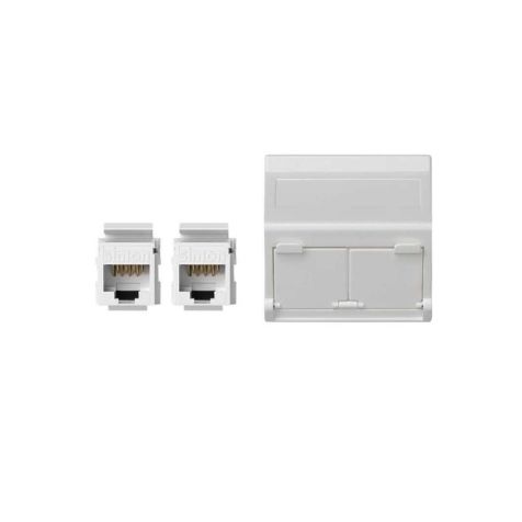 K45 Plaque VDM Incliné avec volet 2 x RJ 45 Cat. 5e UTP - Bl