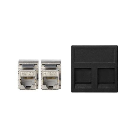 K45 Plaque VDM plate avec volet 2 x RJ 45Cat. 5e FTP - Gris