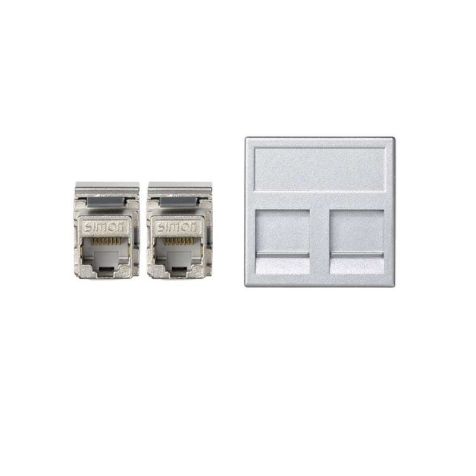 K45 Plaque VDM plate avec volet 2 x RJ 45Cat. 5e FTP - Alumi