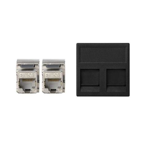 K45 Plaque VDM plate avec volet 2 x RJ 45Cat. 6 FTP - Gris g