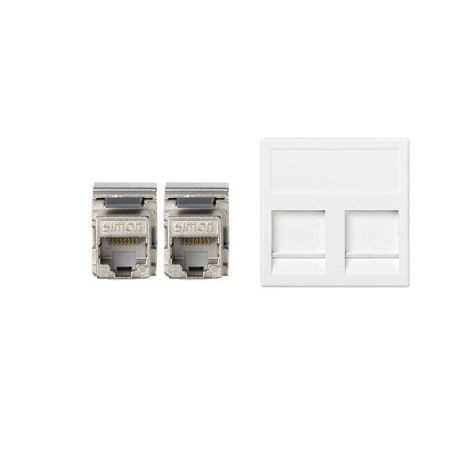 K45 Plaque VDM plate avec volet 2 x RJ 45Cat. 6 FTP - Blanc