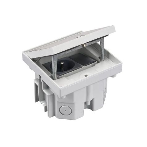 IP66 Kit boîte de sol inox avec 1 prise et demi-module K45, incl. boîte d'encastrement plein sol