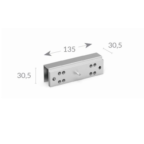 "U" support voor installatie op Glas deurs (max 12mm) voor Basic Magnet MEX100